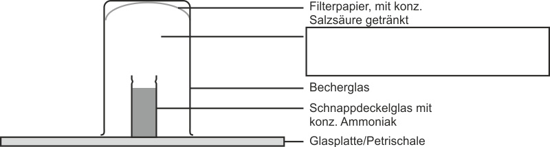 Versuchsaufbau Chlorwasserstoff und Ammoniak bilden Ammoniumchlorid